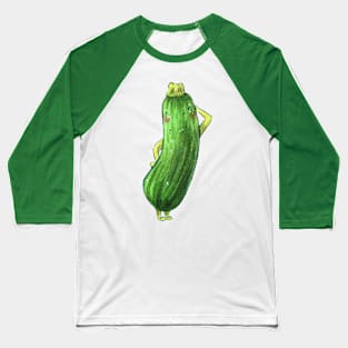 "I love veggies" Cucumber Cute Watercolour Baseball T-Shirt